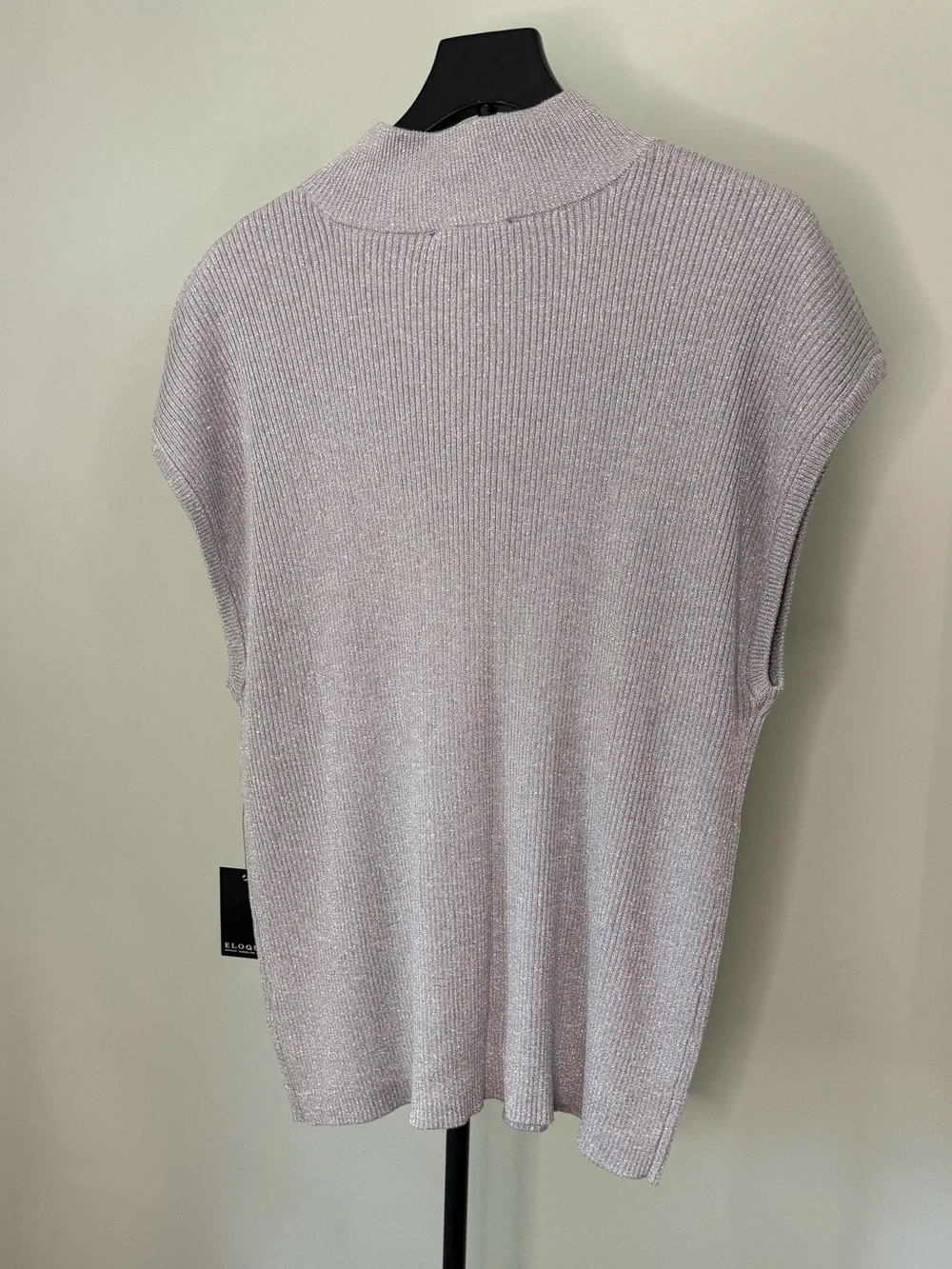 Eloquii Silver Ribbed Mock-Neck Shell - Picture 7 of 7